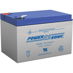 Power-Sonic - Lead-Acid, Quick-Disconnect Tab Terminal, 12 Volt, 12 Amp, Lead Rechargeable Battery - 1/4" Tab Width x 0.8mm Tab Thickness, 3.86" Wide x 3.7" High x 5.95" Deep - Benchmark Tooling