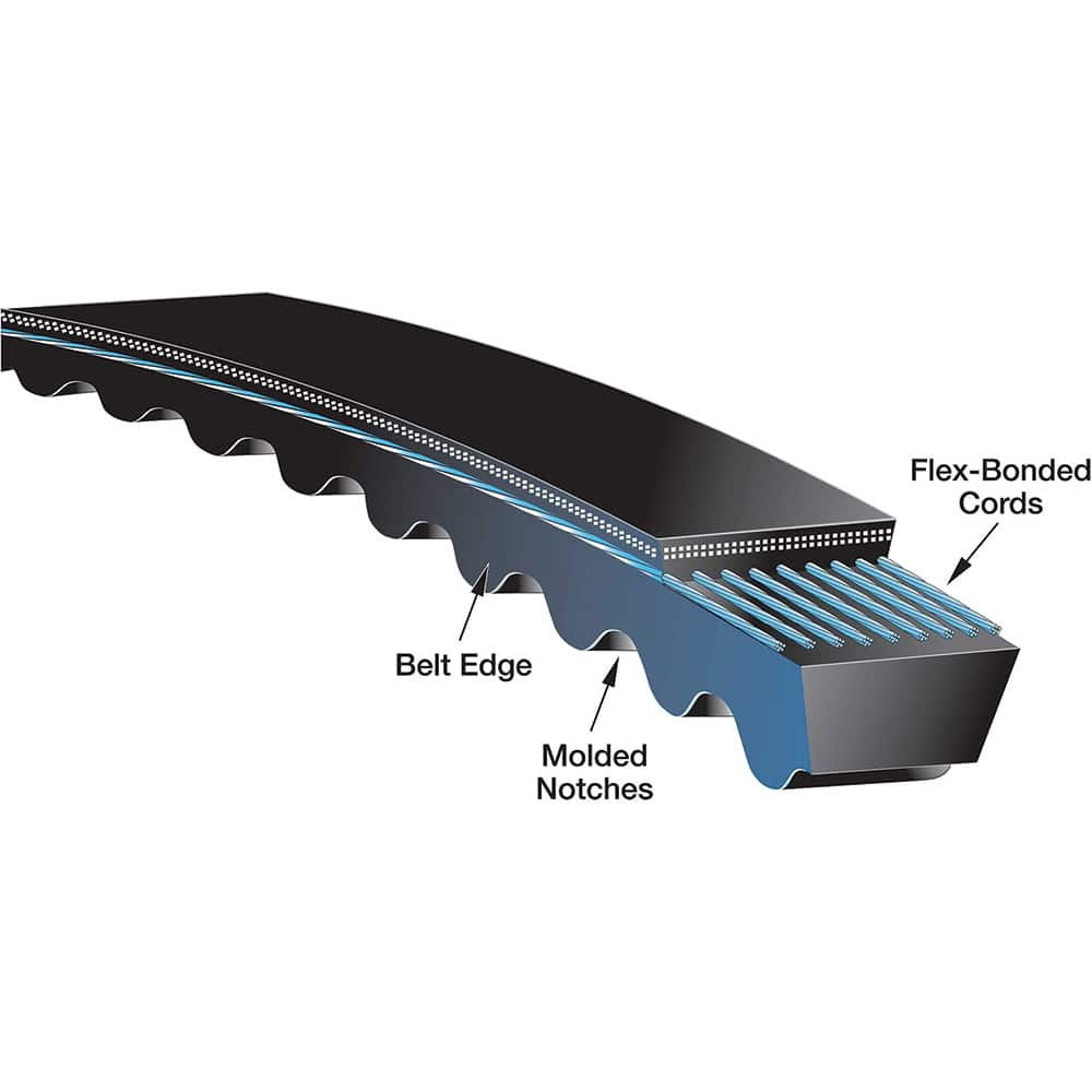 V Belt: Section BX, 16 mm Belt Width 3 mm Pitch, 61 Teeth, Neoprene, Black, 183-3M-06 Belt Number