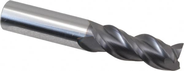 ProMax - 1/2", 1-1/4" LOC, 1/2" Shank Diam, 3" OAL, 3 Flute, Solid Carbide Square End Mill - Single End, AlTiN Finish, Spiral Flute, 40° Helix, Centercutting, Right Hand Cut, Right Hand Flute, Series 109 - Benchmark Tooling