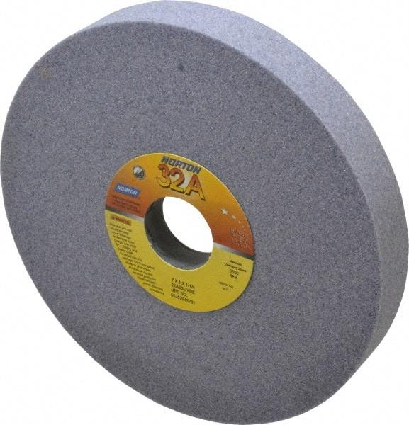 Norton - 7" Diam x 1-1/4" Hole x 1" Thick, J Hardness, 60 Grit Surface Grinding Wheel - Aluminum Oxide, Type 5, Medium Grade, 3,600 Max RPM, Vitrified Bond, One-Side Recess - Benchmark Tooling