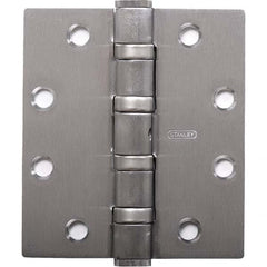 Stanley - 4-1/2" Long x 4-1/2" Wide Grade 1 Brass Full Mortise Ball Bearing Commercial Hinge - Benchmark Tooling