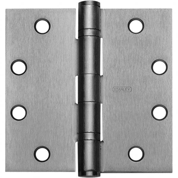 Stanley - 4" Long x 4-1/2" Wide Grade 1 Brass Full Mortise Ball Bearing Commercial Hinge - Benchmark Tooling