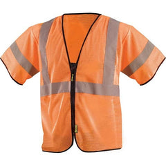 High Visibility Vest: 4X & 5X-Large Hi-Visibility Orange, Zipper Closure, 2 Pocket