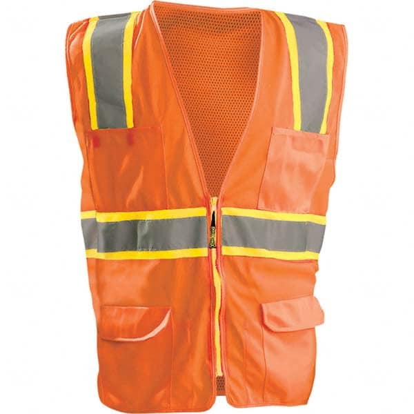 OccuNomix - Size 4XL HI-Vis Orange Mesh/Solid Surveyor's High Visibility Vest - Benchmark Tooling