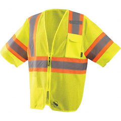 High Visibility Vest: 3X-Large Hi-Visibility Yellow, Zipper Closure, 3 Pocket