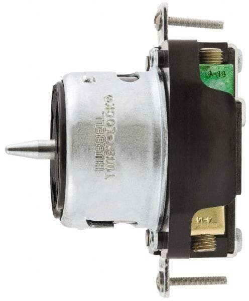 Hubbell Wiring Device-Kellems - 480 VAC, 50 Amp, Self Grounding Receptacle - 2 Poles, 3 Wire, Female End, Black - Benchmark Tooling