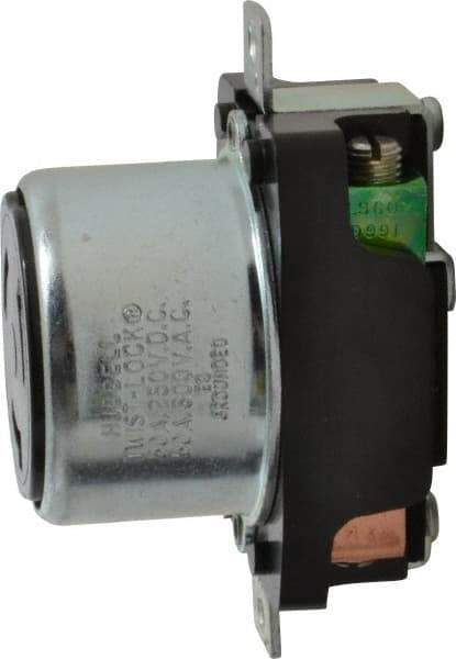 Hubbell Wiring Device-Kellems - 250 VDC, 600 VAC, 50 Amp, Self Grounding Receptacle - 3 Poles, 4 Wire, Female End, Black - Benchmark Tooling