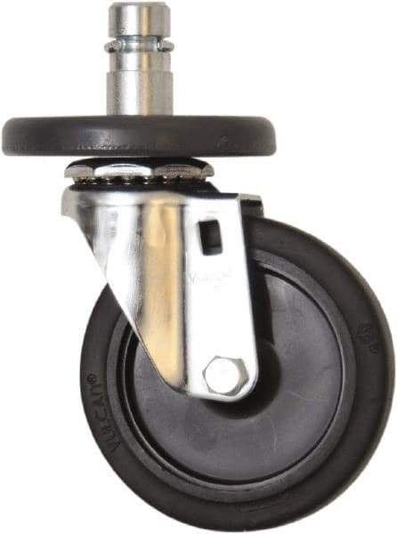 Eagle MHC - 4" Diam x 1" Wide x 6-3/4" OAH Stem Mount Swivel Caster - Rubber, 125 Lb Capacity, Plain Bearing, 1" Round Stem - Benchmark Tooling
