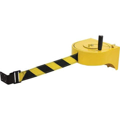 Tensator - 5-1/2" High x 8-1/2" Long x 9" Wide Retractable Barrier Belt - Yellow Powdercoat Finish, Yellow, Use with Wall Mount - Benchmark Tooling