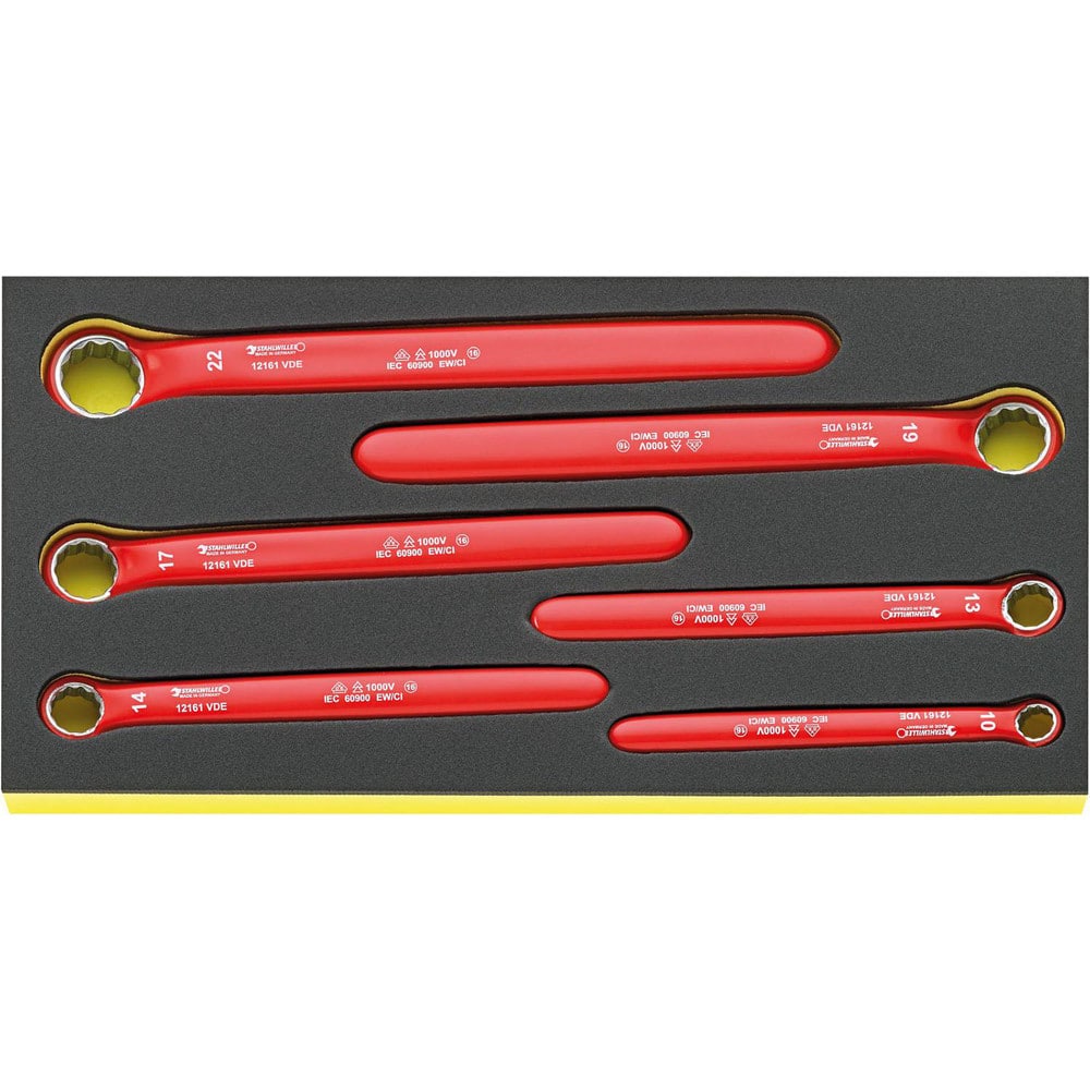 Wrench Sets; Set Type: Insulated Box End Wrench; System Of Measurement: Metric; Container Type: Tray; Wrench Size: 10 to 22 mm; Material: Alloy Steel; Chrome; Finish: Chrome-Plated; Overall Length: 14.5670 in; Non-sparking: No; Corrosion-resistant: No; Ra