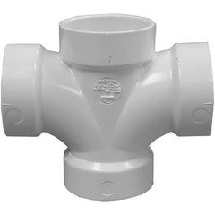 Drain, Waste & Vent Pipe Fittings; Type: Double Sanitary Tee; Fitting Size: 3 in; Material: PVC; Material: PVC; End Connection: All Hub; Fitting Type: Double Sanitary Tee; Fitting Size: 3 in; Material: PVC