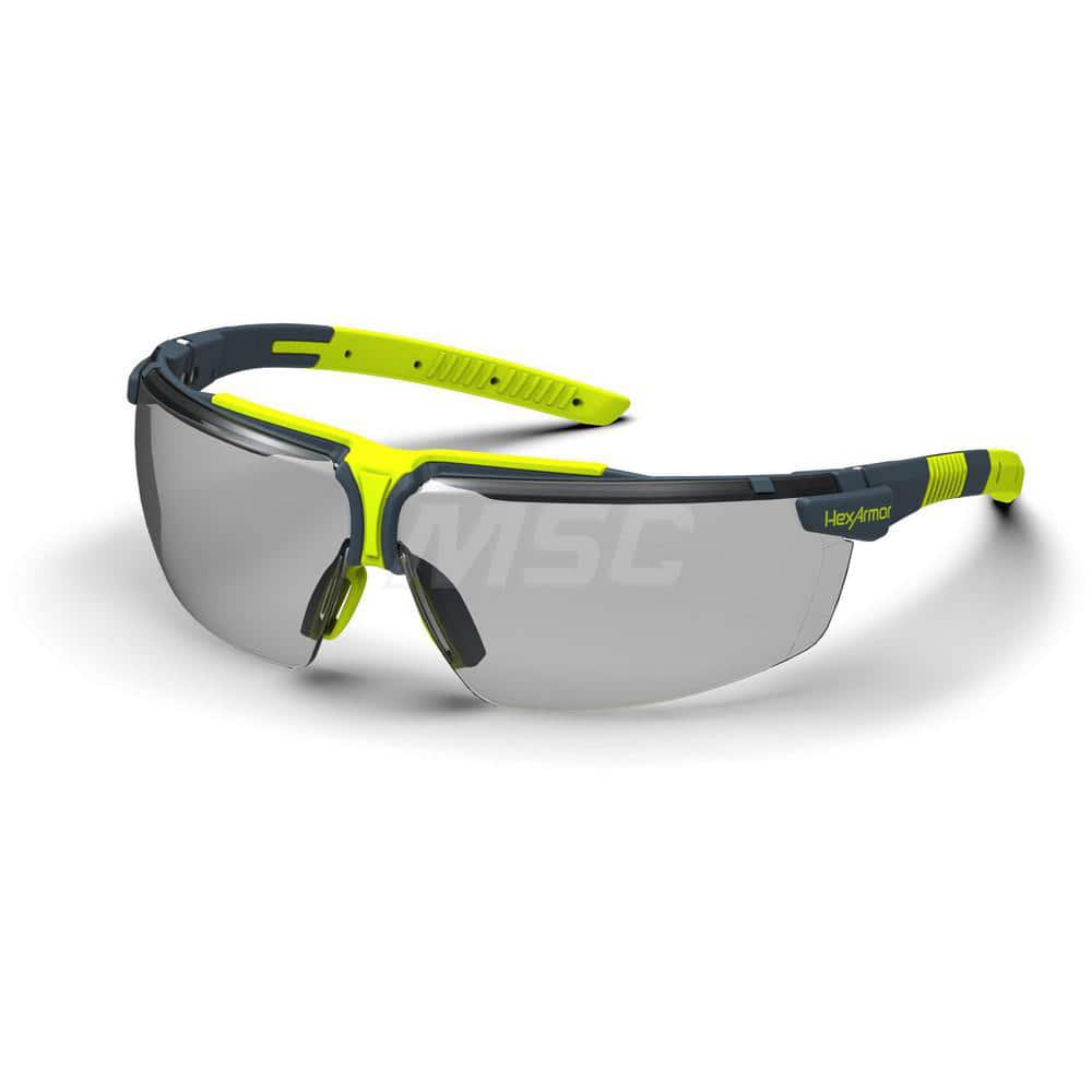 Safety Glass: Anti-Fog & Scratch-Resistant, Polycarbonate, Gray Lenses, Frameless, UV Protection Charcoal Frame, Single, Adjustable