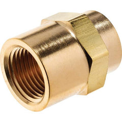 Brass Pipe Reducing Hex Coupling: 3/8 x 1/8″ Fitting, FNPT x FNPT FNPT x FNPT Ends, 2,200 psi, Brass Finish, Class Instrumentation