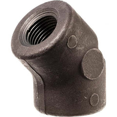 Black 45 ° Elbow: 1/4″, Threaded Steel, Black Finish, Class 3000, ANSI/ASME B1.20.1, ANSI/ASME B16.11-MSS SP-83 & ASTM A105