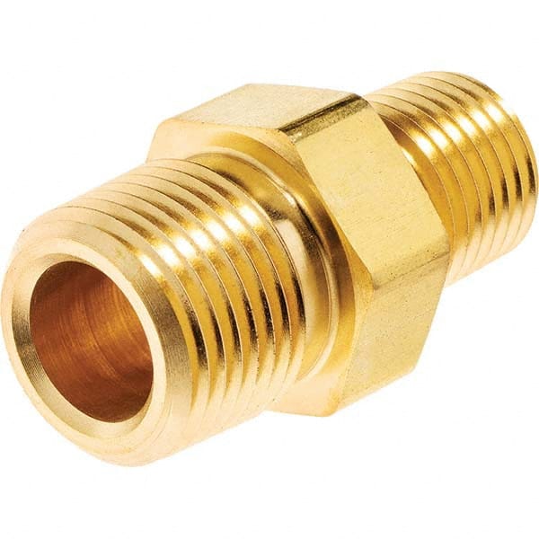 USA Sealing - 1/2 x 3/8" Brass Pipe Reducing Hex Nipple - Benchmark Tooling