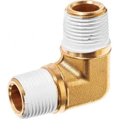 Brass Pipe 90 Male Elbow: 3/8″ Fitting, MNPT x MNPT with Thread Sealant MNPT x MNPT w/Thread Sealant Ends, 3,300 psi, Brass Finish, Class Instrumentation