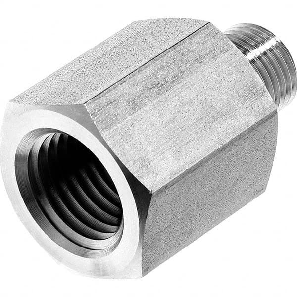 Galvanized Steel Pipe Reducing Adapter: 1/2 x 1/8″ Fitting FNPT x MNPT, 4,900 psi Liquid & Gas, 4,900 psi Steam