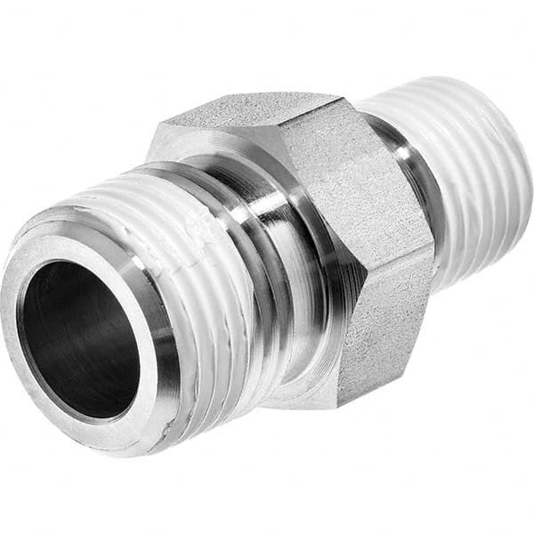 Pipe Reducing Hex Nipple: 1/2 x 3/8″ Fitting, 316 Stainless Steel MNPT x MNPT, 7,200 psi