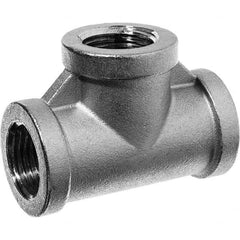 Pipe Tee: 3/8″ Fitting, 316 Stainless Steel MNPT x FNPT x FNPT, Threaded, ASME B1.20.1 & ASTM A351, 150 psi