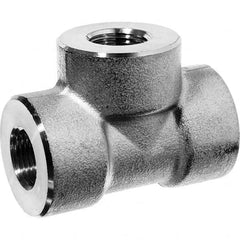 Pipe Tee: 1/4″ Fitting, 304 Stainless Steel MNPT x FNPT x FNPT, Threaded, ASME B1.20.1, ASME B16.11-ANSI & ASTM A182-ANSI, 3,000 psi