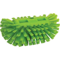 Vikan - 1-1/2" Bristle Length, Polyester Utility Scrub Brush - 8" Long x 5-1/2" Wide Head, 8" OAL, Green, Polypropylene Block - Benchmark Tooling