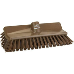 Vikan - 1-1/2" Bristle Length, Polyester Cleaning & Finishing Brush - 9-5/8" Long x 5" Wide Head, 9.6" OAL, Brown, Polypropylene Block - Benchmark Tooling