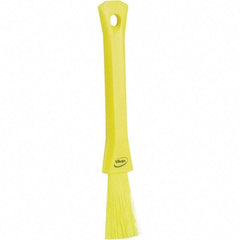 Vikan - 2-1/4" Bristle Length, Polyester Detail Brush - 1-1/4" Long x 0.4" Wide Head, 8.07" OAL, Ergonomic Handle, Yellow, Polypropylene Block - Benchmark Tooling