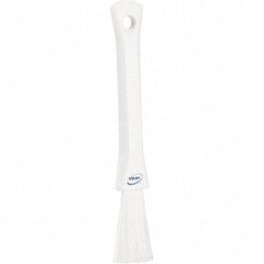 Vikan - 2-1/4" Bristle Length, Polyester Detail Brush - 1-1/4" Long x 0.4" Wide Head, 8.07" OAL, Ergonomic Handle, White, Polypropylene Block - Benchmark Tooling