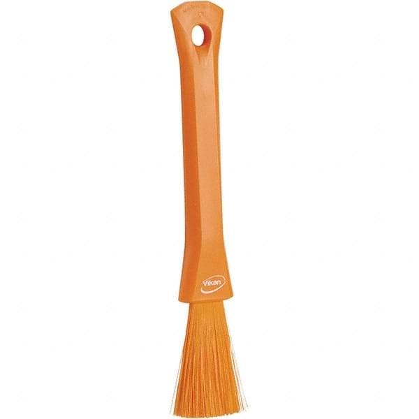 Vikan - 2-1/4" Bristle Length, Polyester Detail Brush - 1-1/4" Long x 0.4" Wide Head, 8.07" OAL, Ergonomic Handle, Orange, Polypropylene Block - Benchmark Tooling