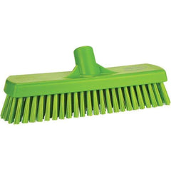 Vikan - 1.7" Bristle Length, Polyester Scrub Brush - 11-1/4" Long x 3" Wide Head, 11-1/4" OAL, Green, Polypropylene Block - Benchmark Tooling