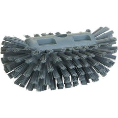 Vikan - 1-1/2" Bristle Length, Polyester Utility Scrub Brush - 8" Long x 5-1/2" Wide Head, 8" OAL, Gray, Polypropylene Block - Benchmark Tooling