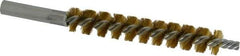 Schaefer Brush - 4" Brush Length, 5/8" Diam, Double Stem, Single Spiral Tube Brush - 6-1/4" Long, Brass, 12-24 Female Connection - Benchmark Tooling