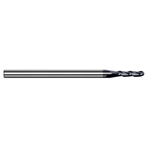 1.4 mm Dia. × 4 mm Shank × 4 mm DOC × 50 mm OAL, Carbide AlTiN, 3 Flute, Ballnose End Mill - Exact Industrial Supply