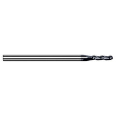 1.5 mm Dia. × 4 mm Shank × 2.2 mm DOC × 50 mm OAL, Carbide AlTiN, 3 Flute, Ballnose End Mill - Exact Industrial Supply