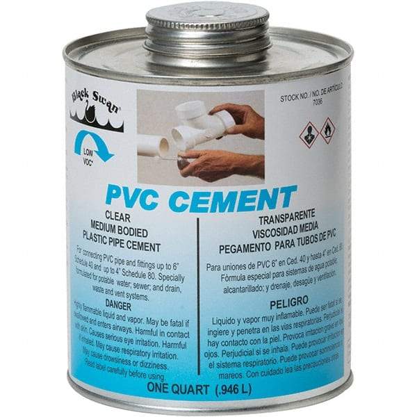 Black Swan - 1 Qt Medium Bodied Cement - Clear, Use with PVC - Benchmark Tooling