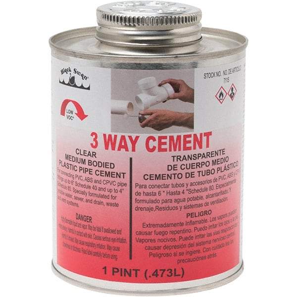 Black Swan - 1 Pt Medium Bodied Cement - Clear, Use with ABS, PVC & CPVC up to 6" Diam - Benchmark Tooling