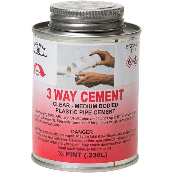 Black Swan - 1/2 Pt Medium Bodied Cement - Clear, Use with ABS, PVC & CPVC up to 6" Diam - Benchmark Tooling