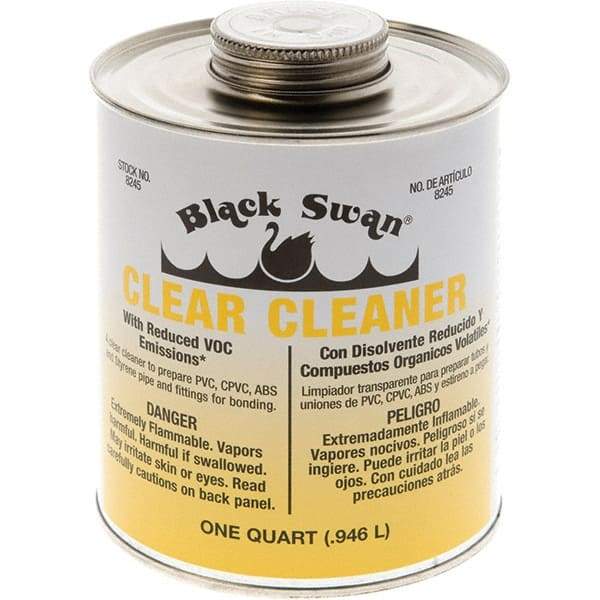 Black Swan - 1 Qt All-Purpose Cleaner - Clear, Use with ABS, PVC & CPVC up to 6" Diam - Benchmark Tooling