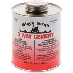 Black Swan - 1 Qt Medium Bodied Cement - Clear, Use with ABS, PVC & CPVC up to 6" Diam - Benchmark Tooling