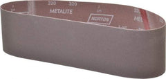 Norton - 4" Wide x 36" OAL, 320 Grit, Aluminum Oxide Abrasive Belt - Aluminum Oxide, Extra Fine, Coated, X Weighted Cloth Backing, Series R228 - Benchmark Tooling