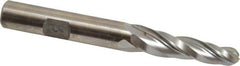 Made in USA - 3° Taper Angle per Side, 1/4" Small End Diam, 1-1/4" LOC, High Speed Steel 3 Flute Tapered Ball End Mill - 3-1/8" OAL, 3/8" Shank Diam - Benchmark Tooling