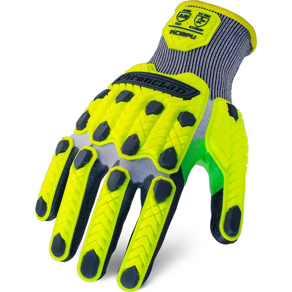 Puncture-Resistant Gloves:  Size  Small,  ANSI Cut  A2,  ANSI Puncture  4,  Polyurethane,  HPPE & Steel Knit Black & Yellow,  Palm Coated,  Unlined Lined,  HPPE Fiber/Stainless Steel Back,  Smooth Grip,  ANSI Abrasion  Not Tested