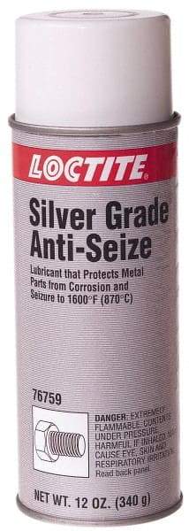 Loctite - 12 oz Aerosol High Temperature Anti-Seize Lubricant - Silver Colored, 1,600°F, Silver Colored, Water Resistant - Benchmark Tooling