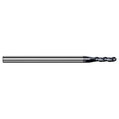 0.6 mm Dia. × 4 mm Shank × 1.8 mm DOC × 50 mm OAL, Carbide AlTiN, 3 Flute, Ballnose End Mill - Exact Industrial Supply