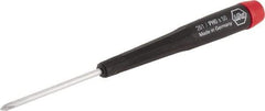 Wiha - #0, 5-11/16" OAL, Standard Phillips Screwdriver - 2" Blade Length, Ergonomic Handle - Benchmark Tooling