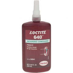 Loctite - 250 mL, Green, Medium Strength Liquid Retaining Compound - Series 640, 24 hr Full Cure Time - Benchmark Tooling