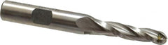 Made in USA - 1° Taper Angle per Side, 1/4" Small End Diam, 1-1/4" LOC, High Speed Steel 3 Flute Tapered Ball End Mill - 3-1/8" OAL, 3/8" Shank Diam - Benchmark Tooling