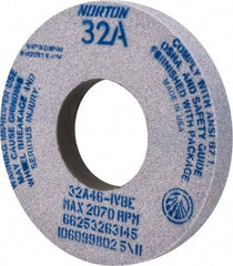 Norton - 12" Diam x 5" Hole x 1-1/2" Thick, I Hardness, 46 Grit Surface Grinding Wheel - Aluminum Oxide, Type 1, Coarse Grade, 2,070 Max RPM, Vitrified Bond, No Recess - Benchmark Tooling