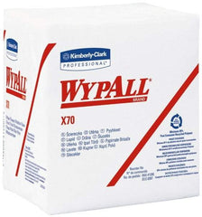 WypAll - X70 1/4 Fold Shop Towel/Industrial Wipes - Poly Pack, 12-1/2" x 12-1/2" Sheet Size, White - Benchmark Tooling