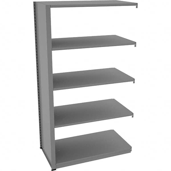 Tennsco - 5 Shelf Add-On Open Steel Shelving - 42" Wide x 76" High x 24" Deep, Medium Gray - Benchmark Tooling